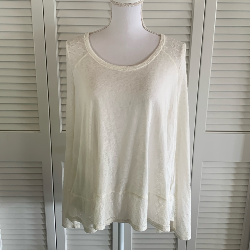 Abercrombie & Fitch Cream Lightweight Hi-lo Scoop Neck Shirt Women’s Size Large
